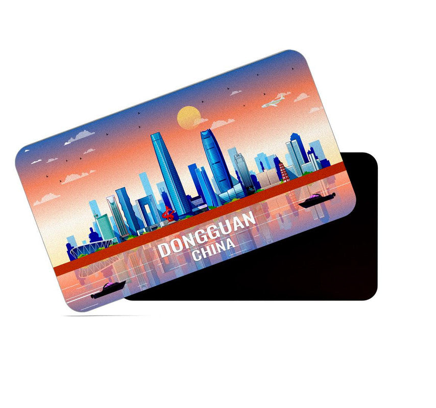 dhcrafts Rectangular Rubber Fridge Magnet / Magnetic Card Multicolor China Dongguan Design Pack of 1 (8.6cm x 5.4cm)